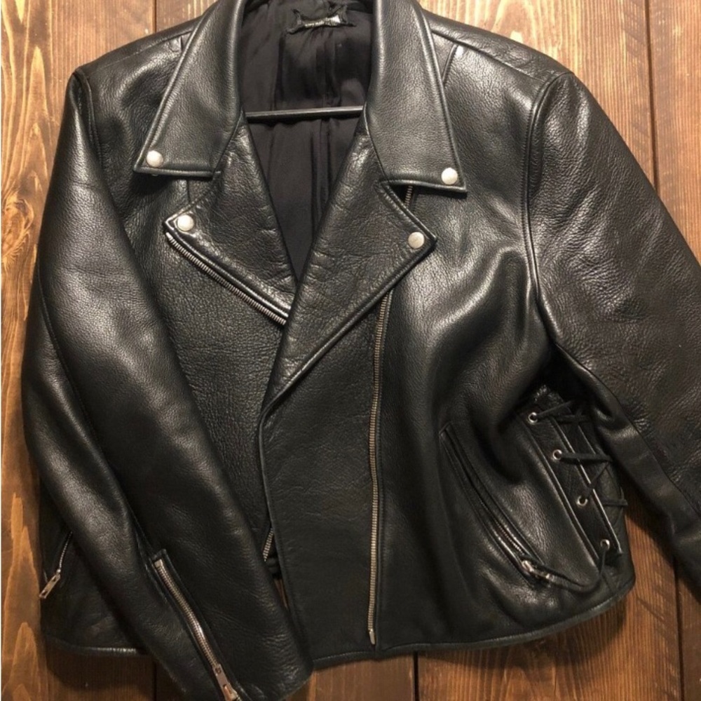 The Reformation Leather Moto Jacket, Size L
